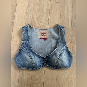 Guess Y2K Premium Denim Crop Top Denim Bra size small